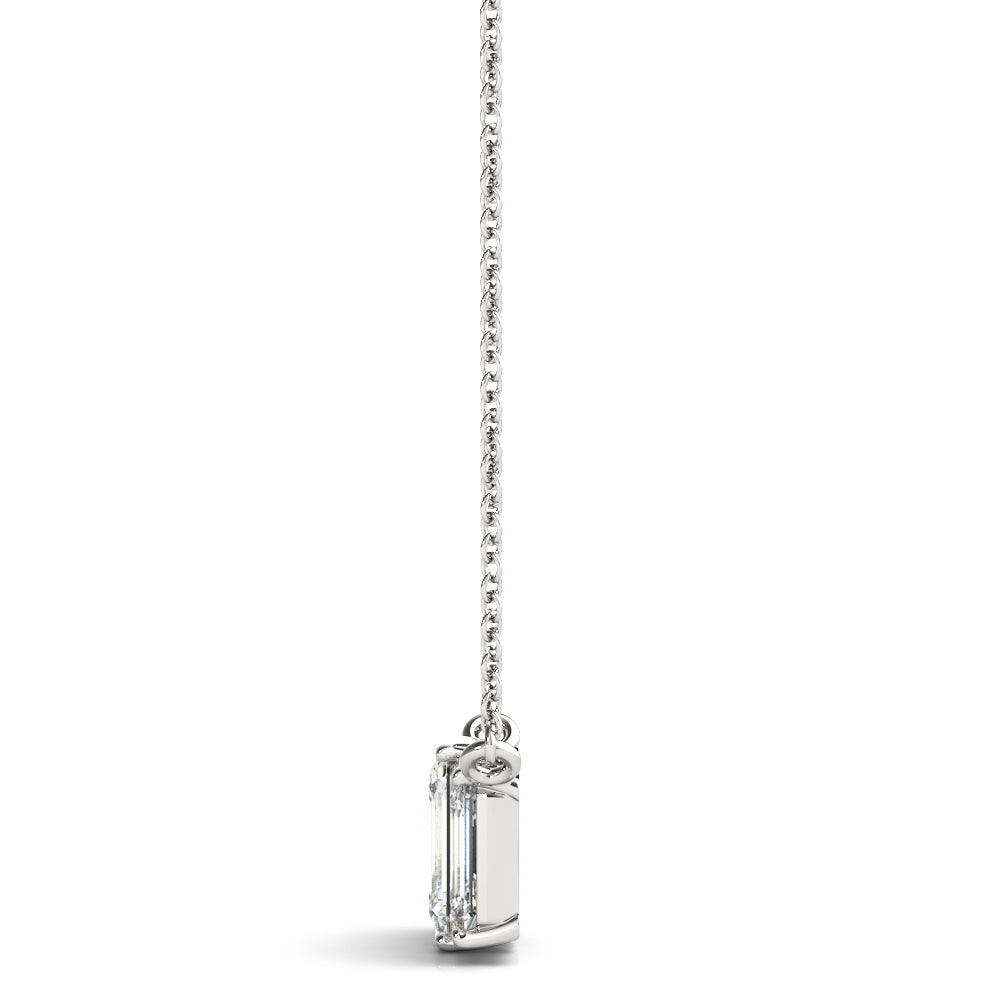White gold Emerald Cut Three-Stone Bar Pendant with Bar Prong Setting 2