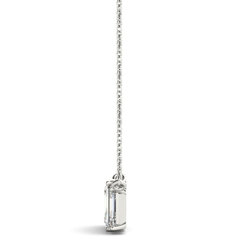 White gold Emerald Cut Three-Stone Bar Pendant with Bar Prong Setting 2