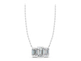 White gold Emerald Cut Three-Stone Bar Pendant with Bar Prong Setting_9