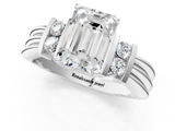 White gold Emerald Cut Three-Stone Channel Set Ring with Bar Prongs_115