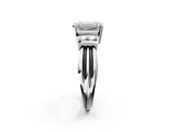 White gold Emerald Cut Three-Stone Channel Set Ring with Bar Prongs_116