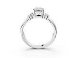 White gold Emerald Cut Three-Stone Channel Set Ring with Bar Prongs_117