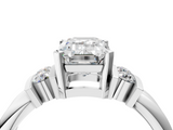 White gold Emerald Cut Three-Stone Channel Set Ring with Bar Prongs_118