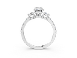 White gold Emerald Cut Three-Stone Diamond Pavé Band with Prong Setting_19