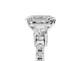 White gold Emerald Cut Three-Stone Diamond Pavé Band with Prong Setting_21