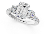 White gold Emerald Cut Three-Stone Diamond Pave Band with Prong Setting_107