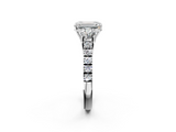 White gold Emerald Cut Three-Stone Diamond Pave Band with Prong Setting_108