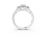 White gold Emerald Cut Three-Stone Diamond Pave Band with Prong Setting_109