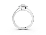 White gold Emerald Cut Three-Stone Solitaire Ring with Round Accent Diamonds and Four-Prong Setting_53