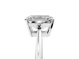 White gold Emerald Cut Three-Stone Solitaire Ring with Round Accent Diamonds and Four-Prong Setting_66