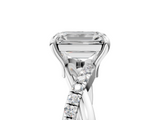 White gold Emerald Cut Twist Band Solitaire Diamond Ring with Pavé Setting_43