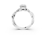 White gold Emerald Cut Twisted Pavé Band Solitaire Ring with Four-Prong Setting_107