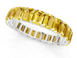 White gold Emerald Cut Yellow Sapphire Eternity Band with Shared Prong Setting_19