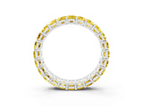 White gold Emerald Cut Yellow Sapphire Eternity Band with Shared Prong Setting_21