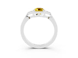 White gold Emerald Cut Yellow Sapphire Halo Ring with Tapered Band and Four-Prong Setting_3