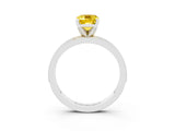 White gold Emerald Cut Yellow Sapphire Milgrain Pavé Engagement Ring with Four-Prong Setting_39