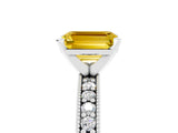 White gold Emerald Cut Yellow Sapphire Milgrain Pavé Engagement Ring with Four-Prong Setting_41