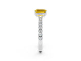 White gold Emerald Cut Yellow Sapphire Pave Band Solitaire Ring with Four-Prong Setting_62