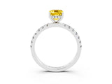 White gold Emerald Cut Yellow Sapphire Pave Band Solitaire Ring with Four-Prong Setting_63