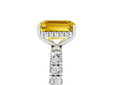 White gold Emerald Cut Yellow Sapphire Pave Band Solitaire Ring with Four-Prong Setting_65