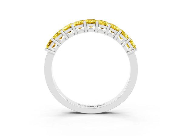 Platinum Emerald Cut Yellow Sapphire Prong-Set Eternity Band