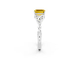 White gold Emerald Cut Yellow Sapphire Solitaire Celtic Knot Ring with Four-Prong Setting_26