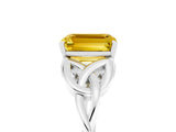 White gold Emerald Cut Yellow Sapphire Solitaire Celtic Knot Ring with Four-Prong Setting_29