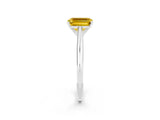 White gold Emerald Cut Yellow Sapphire Solitaire Engagement Ring with Cathedral Setting and Four-Prong Mount_32