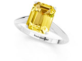White gold Emerald Cut Yellow Sapphire Solitaire Engagement Ring with Cathedral Setting and Four-Prong Mount_37