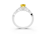 White gold Emerald Cut Yellow Sapphire Solitaire Engagement Ring with Celtic Knot Band and Four-Prong Setting_27