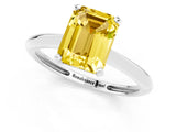White gold Emerald Cut Yellow Sapphire Solitaire Engagement Ring with Classic Band and Four-Prong Setting_37
