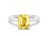 White gold Emerald Cut Yellow Sapphire Solitaire Engagement Ring with Classic Band and Four-Prong Setting_60