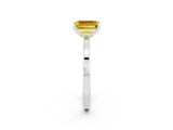 White gold Emerald Cut Yellow Sapphire Solitaire Engagement Ring with Classic Band and Four-Prong Setting_62