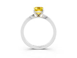 White gold Emerald Cut Yellow Sapphire Solitaire Engagement Ring with Classic Band and Four-Prong Setting_63