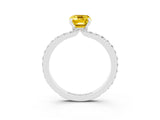 White gold Emerald Cut Yellow Sapphire Solitaire Engagement Ring with Pavé Band and Four-Prong Setting_27