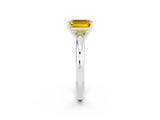 White gold Emerald Cut Yellow Sapphire Solitaire Engagement Ring with Round Band and Four-Prong Setting_26