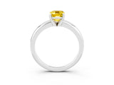 White gold Emerald Cut Yellow Sapphire Solitaire Engagement Ring with Round Band and Four-Prong Setting_27