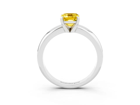 White gold Emerald Cut Yellow Sapphire Solitaire Engagement Ring with Round Band and Four-Prong Setting_27