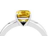 White gold Emerald Cut Yellow Sapphire Solitaire Engagement Ring with Round Band and Four-Prong Setting_28