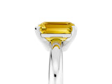 White gold Emerald Cut Yellow Sapphire Solitaire Engagement Ring with Round Band and Four-Prong Setting_29
