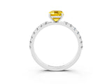 White gold Emerald Cut Yellow Sapphire Solitaire Pavé Band with Four-Prong Setting_27