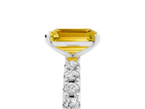 White gold Emerald Cut Yellow Sapphire Solitaire Pavé Band with Four-Prong Setting_29