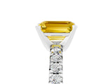 White gold Emerald Cut Yellow Sapphire Solitaire Pavé Engagement Ring with Round Band and Prong Setting_77
