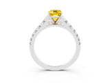 White gold Emerald Cut Yellow Sapphire Solitaire Ring with Cathedral Setting and Pavé Band_27