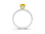White gold Emerald Cut Yellow Sapphire Solitaire Ring with Pavé Band and Four-Prong Setting_33