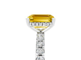 White gold Emerald Cut Yellow Sapphire Solitaire Ring with Pavé Band and Four-Prong Setting_40