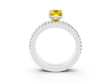 White gold Emerald Cut Yellow Sapphire Solitaire Ring with Pavé and Channel Set Band_50