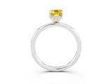 White gold Emerald Cut Yellow Sapphire Solitaire Ring with Thin Band and Four-Prong Setting_39