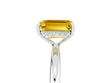 White gold Emerald Cut Yellow Sapphire Solitaire Ring with Thin Band and Four-Prong Setting_41