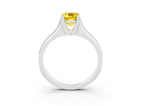 White gold Emerald Cut Yellow Sapphire Solitaire Ring with Wide Band and Prong Setting_27